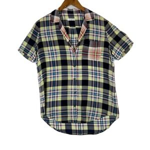 Equipment Femme Plaid Button Down Short Sleeve Shirt Women Small Silk‎ Blend